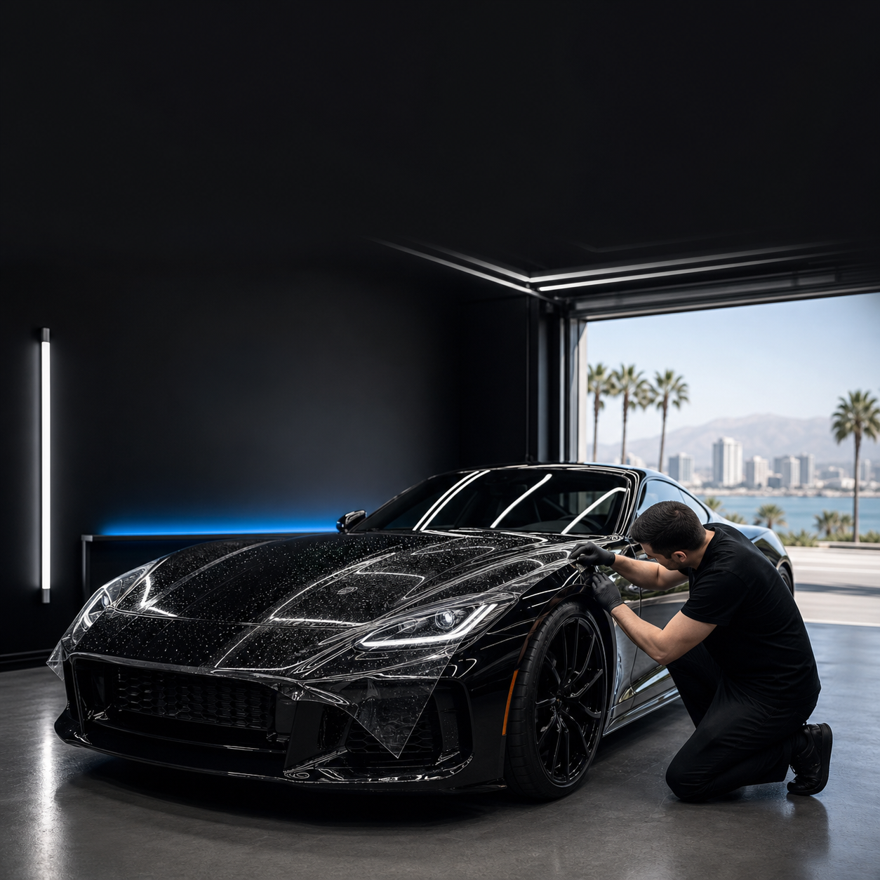 Square social media image of paint protection film installation in San Diego